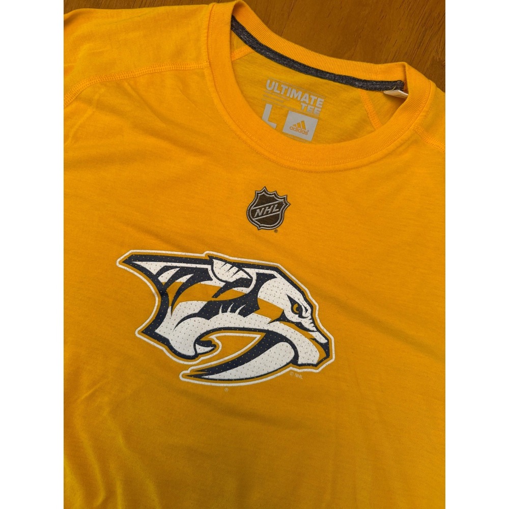Adidas NHL Nashville Predators Ultimate Tee Gold Long Sleeve Shirt Mens Large